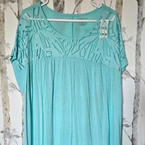 Lane Bryant Yoke Burnout Sheer Top Mint 18/20